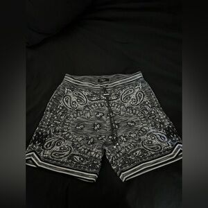 AMIRI Black and White Paisley Athletic Shorts